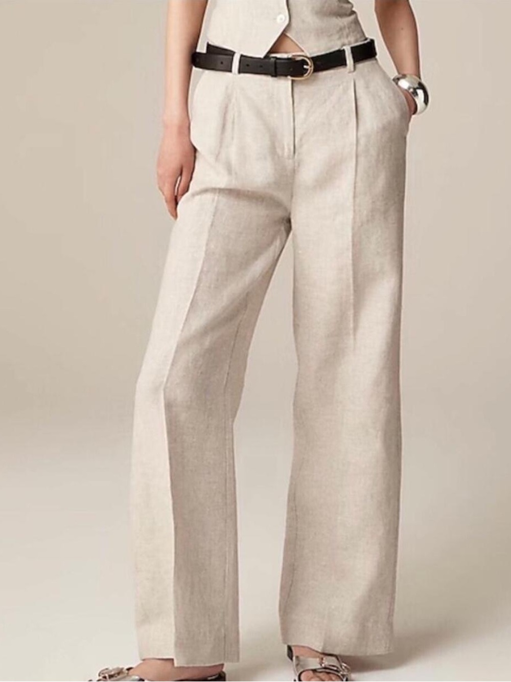 NWT J Crew Wide-leg Essential Linen Pant in Flax 14 Tall